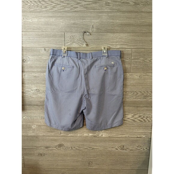 Peter Millar Shorts Mens 38 Blue White Check Wicking Golf Performance Activewear - Picture 2 of 5